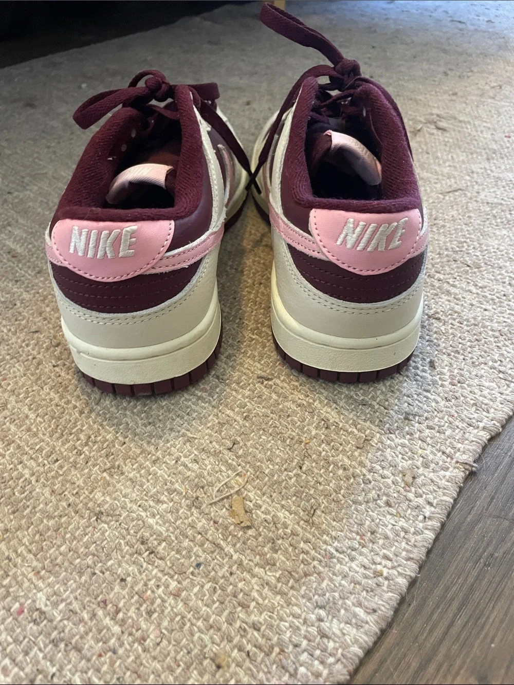 Nike Women's Low-Top Sneakers in Burgundy and White Size 8